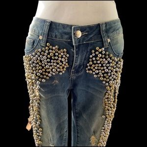 HOLT Maison De Luxe Embellished Distressed Jeans